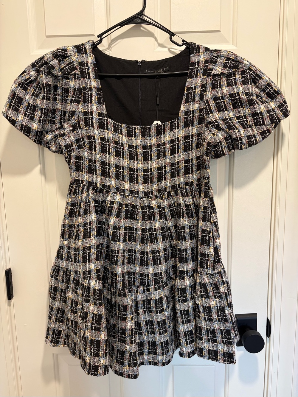 English Factory Multi Tweed Puff Sleeve Minidress M NWT - Picture 3 of 6